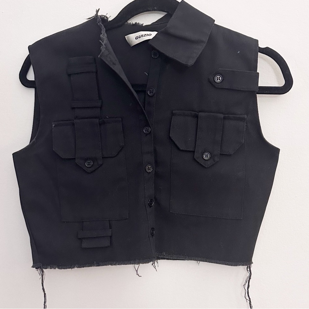 Guizio Utility Vest Cotton Black size small